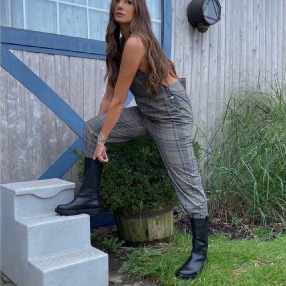 WeWoreWhat Gray Plaid Jumpsuit